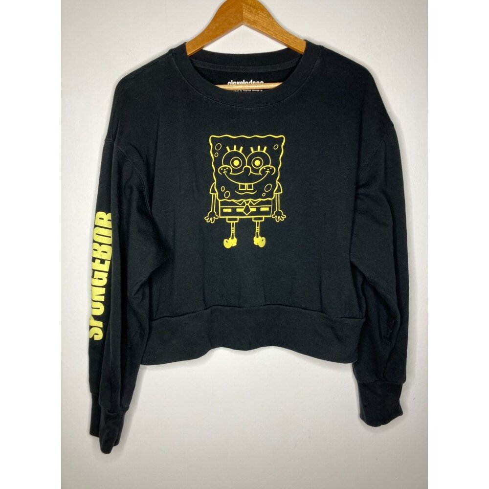 Spongebob Squarepants Juniors 2XL (19) Cropped Sweater Black